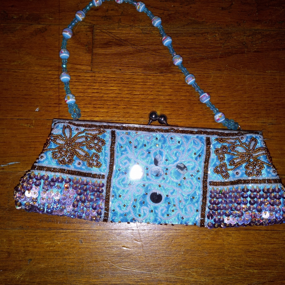 Handmade beaded clutch purse
